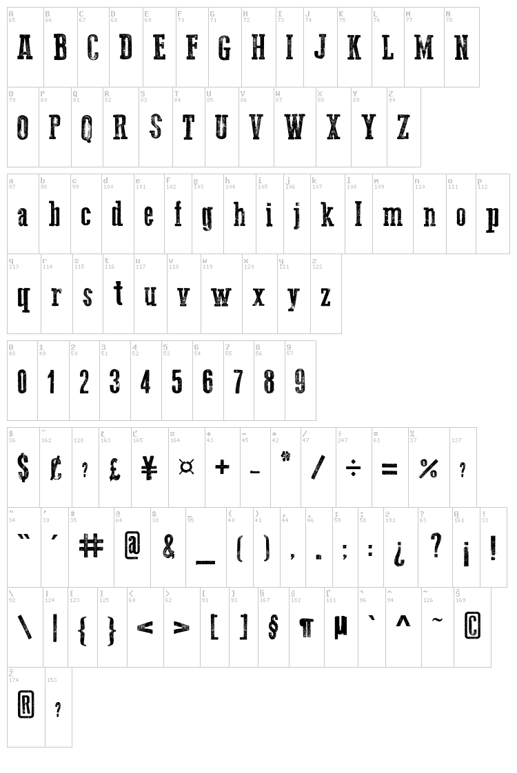 Go 2 Old Western font map